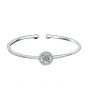 Fashion New Handmade Round Dancing CZ Solid 925 Sterling Silver Open Bangle